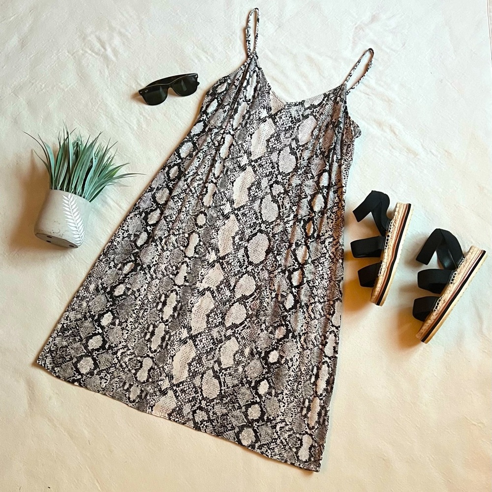 Express Snake Skin Print Midi Slip Dress | Size Large